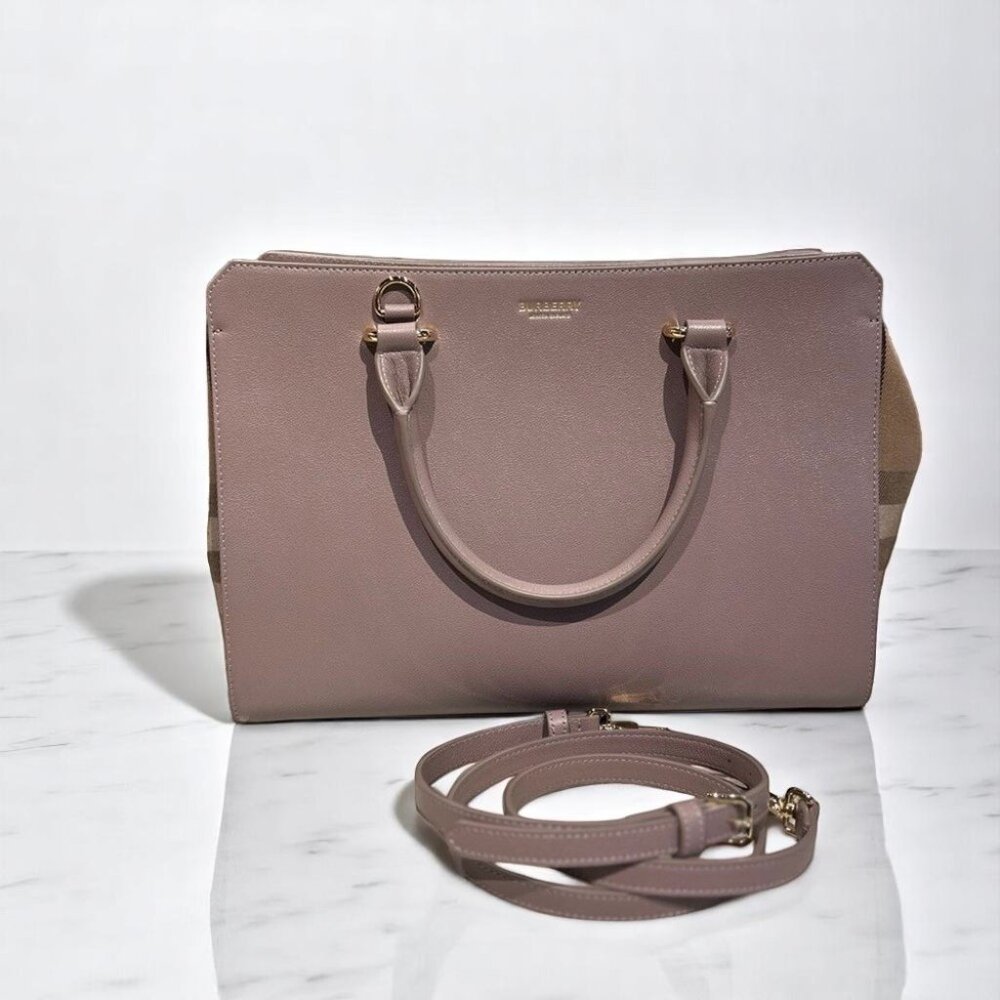 NWT BURBERRY Leather Vintage Check MEDIUM Banwell Bag blush pink - Picture 3 of 3